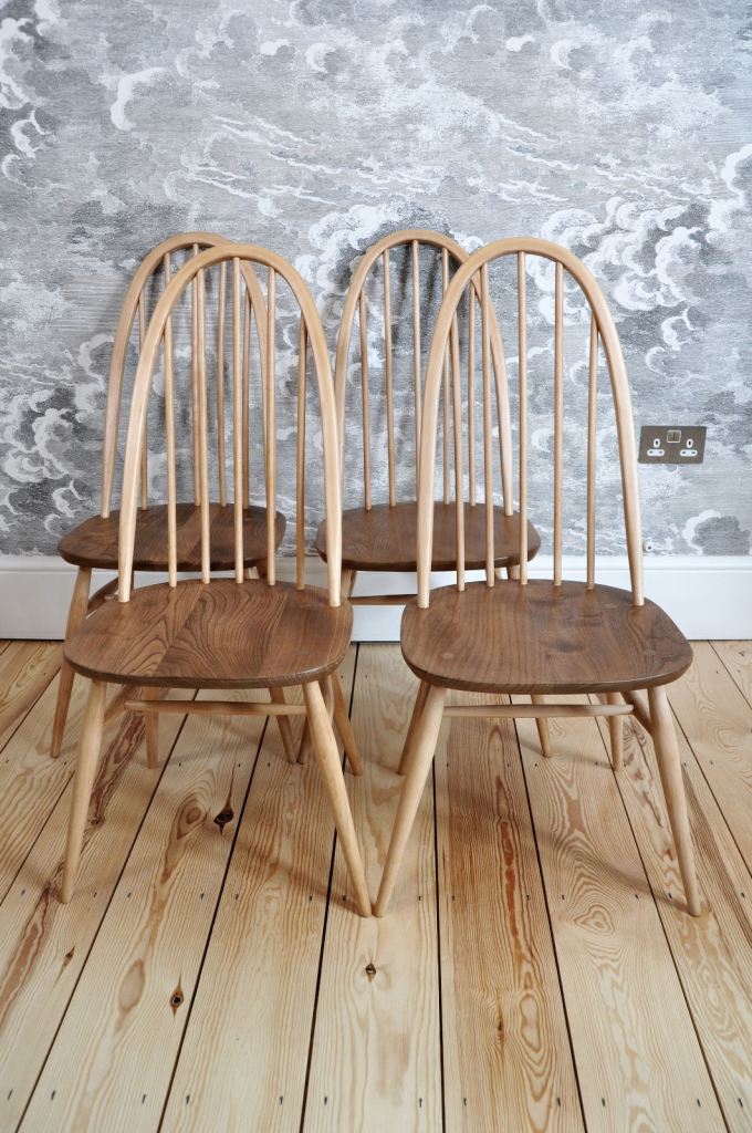 RENOVATED Vintage Retro Designer 60's Mid Century Set of 4 Ercol Windsor Quaker Chairs mdl 365