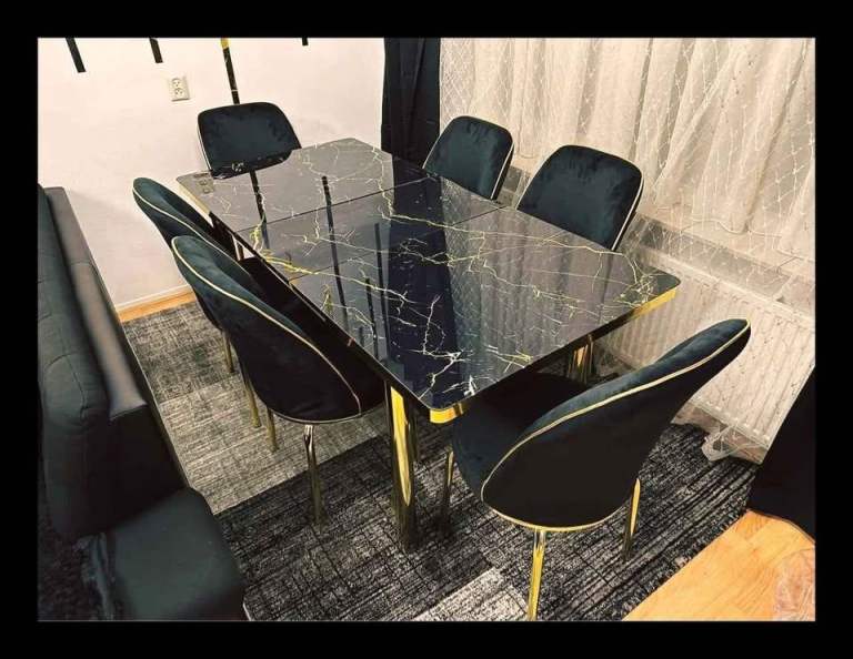 UNWANTED New Plush Velvet Dining Table Set For Sale _ Turkish Style Set With 6 and 4 chairs