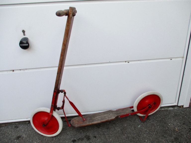 Early Vintage Wooden Childs Scooter