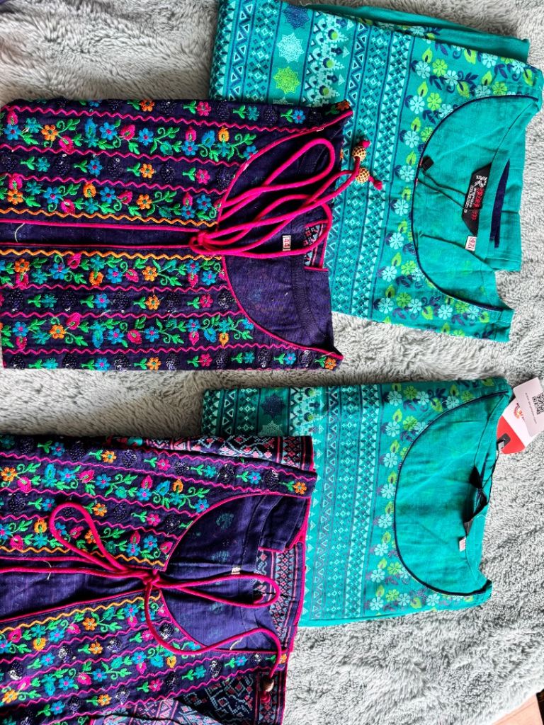 Woman's colourful kurti set (kurti+vest)