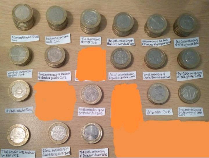 Two pound £2 coins individually priced