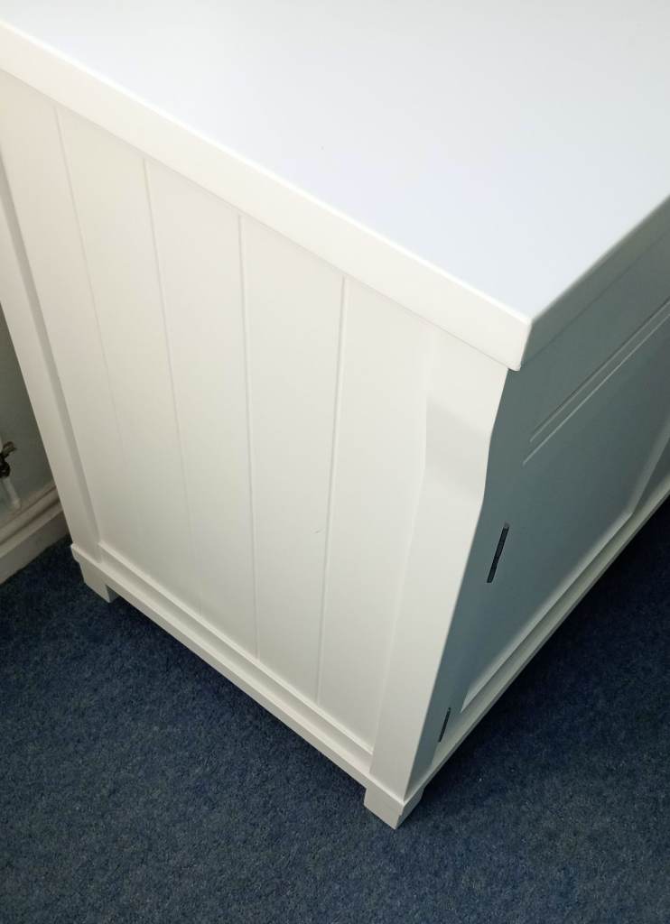 White painted solid wood computer desk 