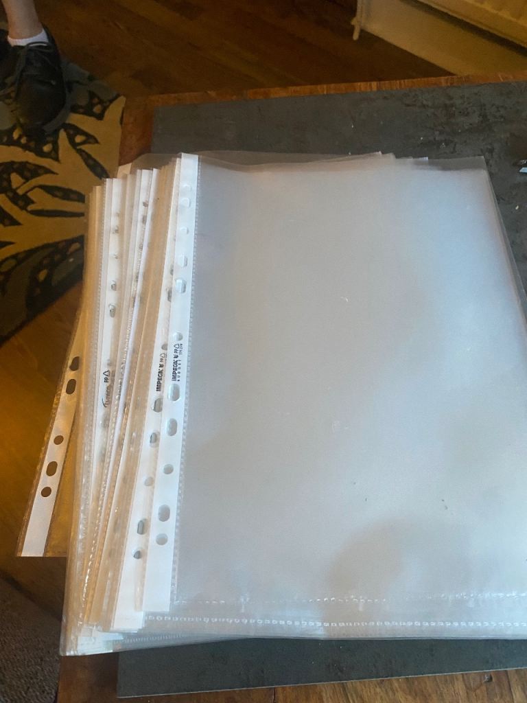 Clear Plastic Punched Pockets - A4 Size, Good Condition