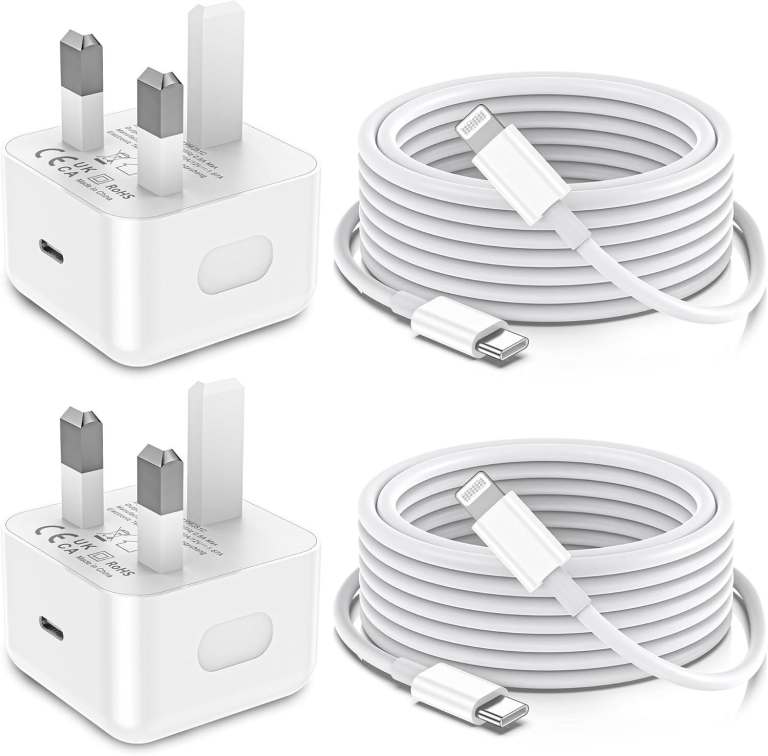 Pack of 2 USB-C Plugs and 2 iPhone 2M USB-C/ Lightning Cables