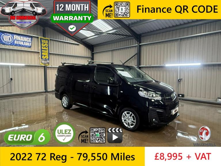 2022 72 Reg Vauxhall Vivaro Sportive 1.5 Turbo D 2900 LWB Van + VAT