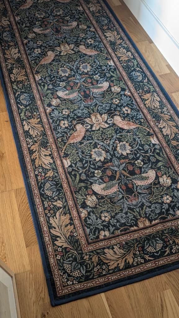 Morris & Co. Strawberry Thief Indigo Runner Rug (Ruggable)