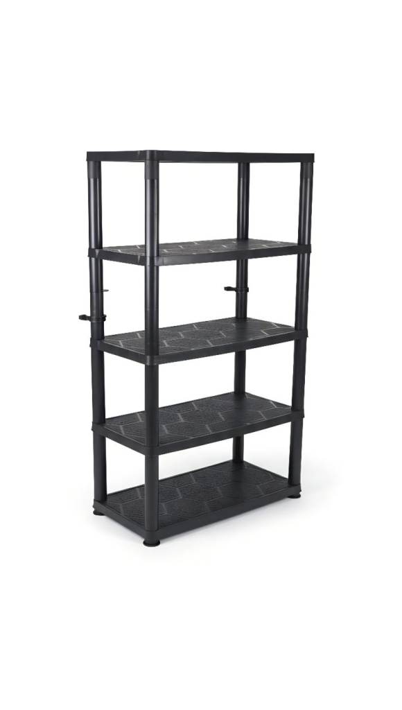 BLACK 5 TIER PLASTIC GARAGE STORAGE SHELVING SHELVES STORAGE UNIT SHED SHELF