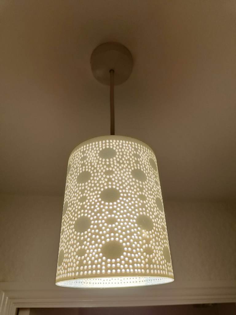 White and silver glass lampshade