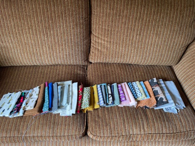 Large Bundle of Fabric Scraps – Various Patterns, Excellent Condition