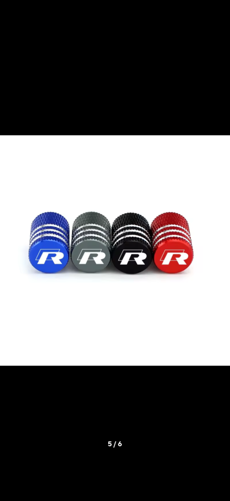 VW R Style Blue Alloy Wheel Valve Dust Caps X4