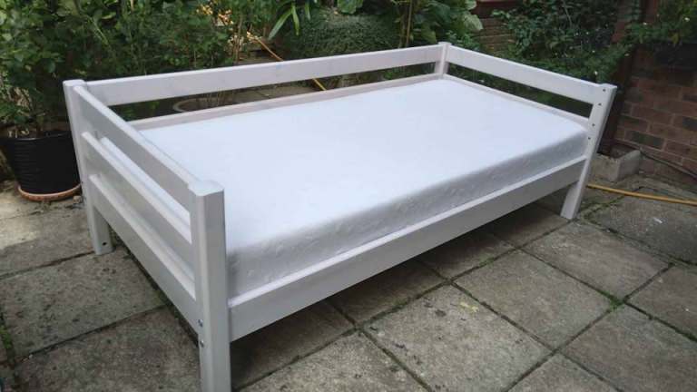 Single bed frame by Flexa, solid wood, and mattress together, VGC, hardly used in a spare room