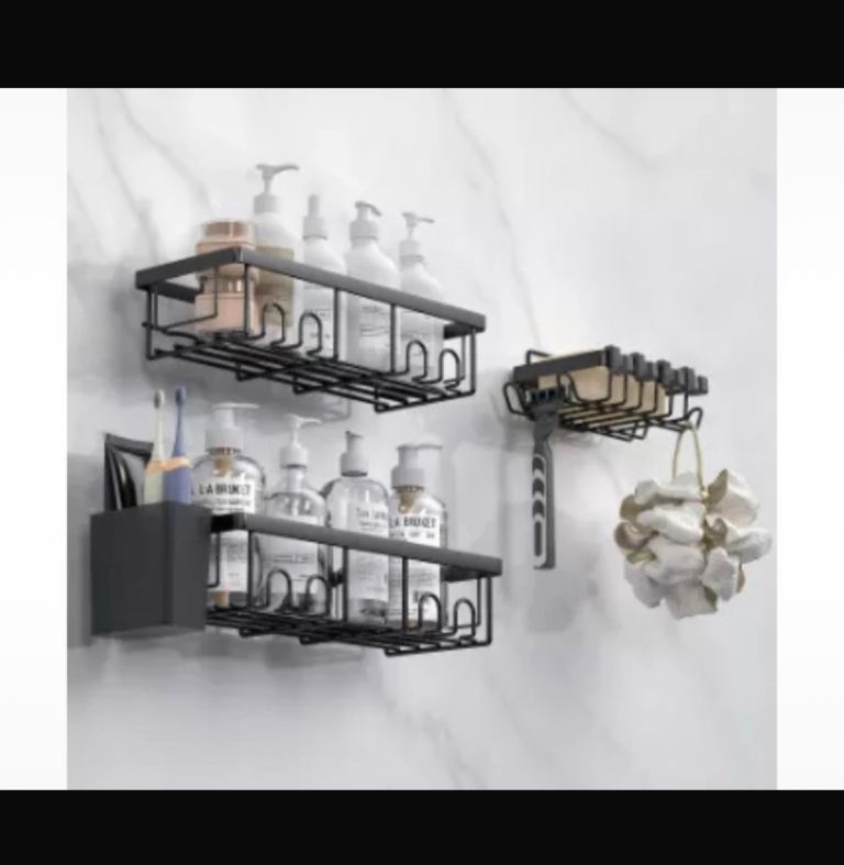 New 3 pack Black Metal Shower Caddy Organiser Set