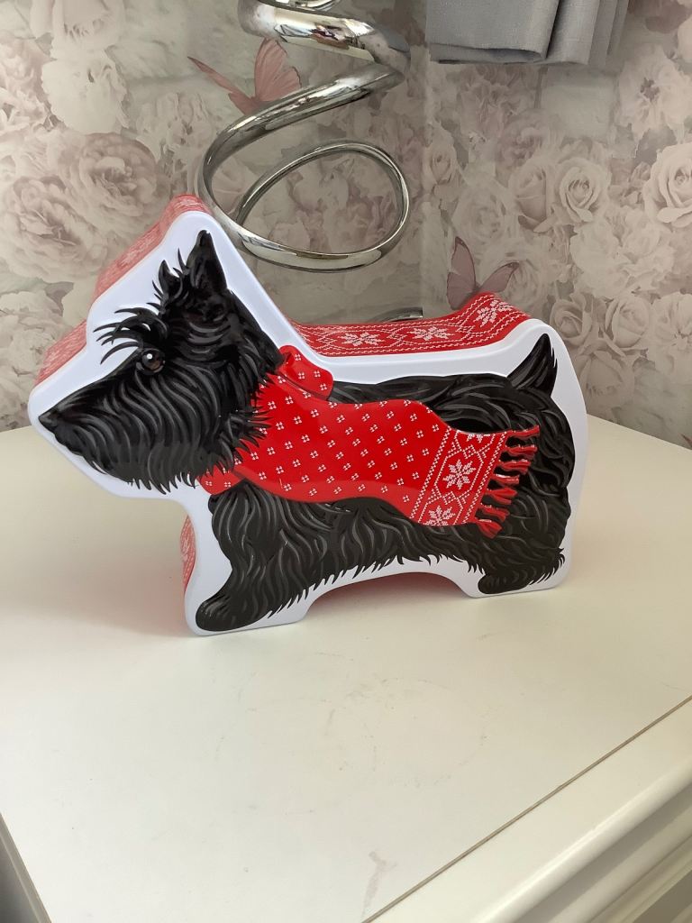 Scotty dog biscuit tin 