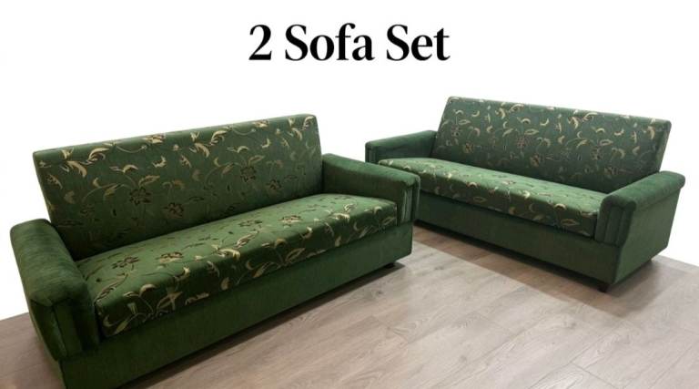 3 Seater Brown Floral Fabric Sofa with Under-Seat Storage – Living Room Couch