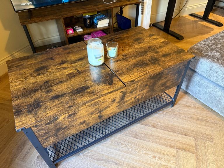Rustic Lift-Top Coffee Table with Storage - Good Condition