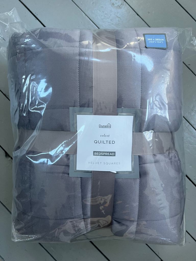 Dunelm New Velvet Quilted Throw Bedspread king Superking  