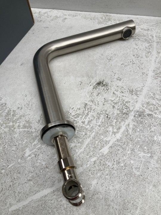 Bath taps deck mounted in brushed steel