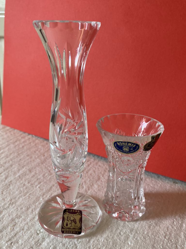 Bahemia hand cut lead crystal vase X 2 