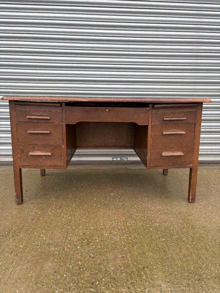 Double Pedestal Teacher’s Desk by Abbess – Mid-Century Modern (c.1950s)