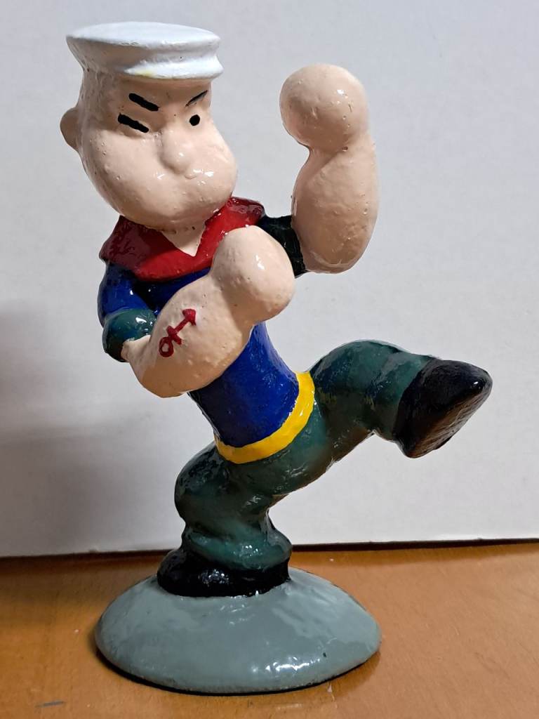 POPEYE HEAVY CAST IRON FIGURE - HAND PAINTED - MINT
