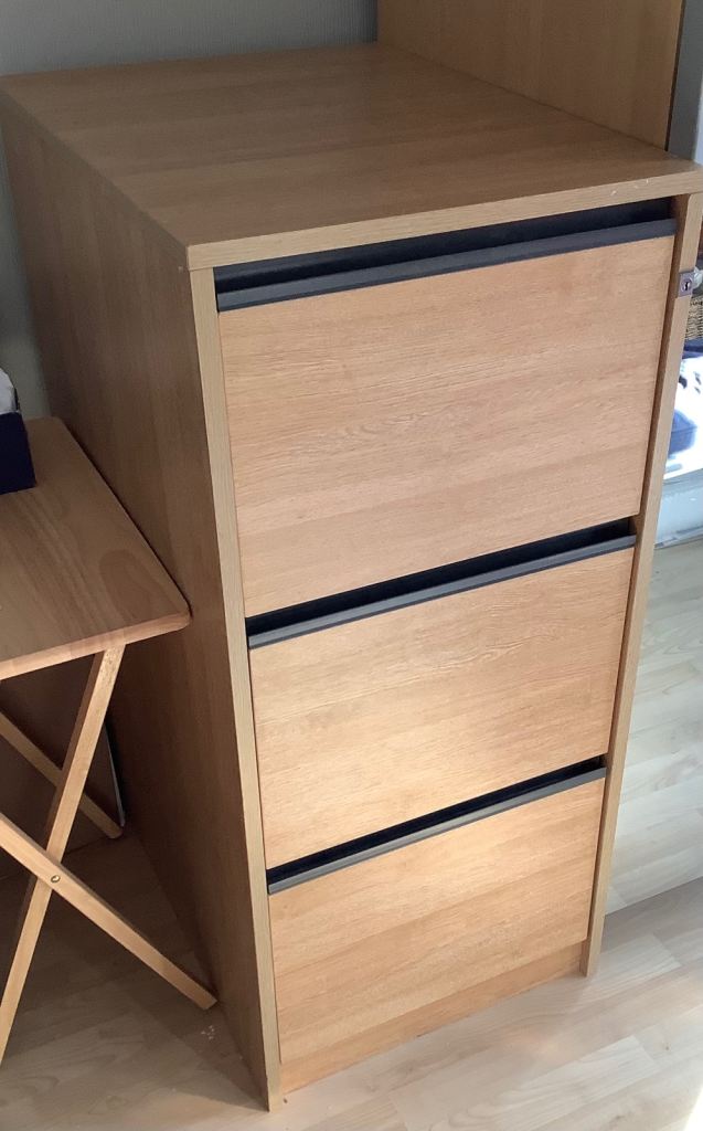 3 Drawer Wooden Filing Cabinet