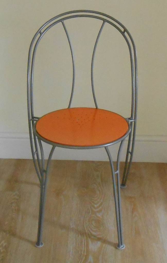 image for Metal Framed Chair with orange seat
