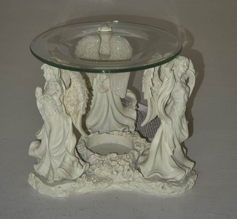 ANGEL TRIO STATUE CANDLE HOLDER BURNER AROMATHERAPY WARMER 