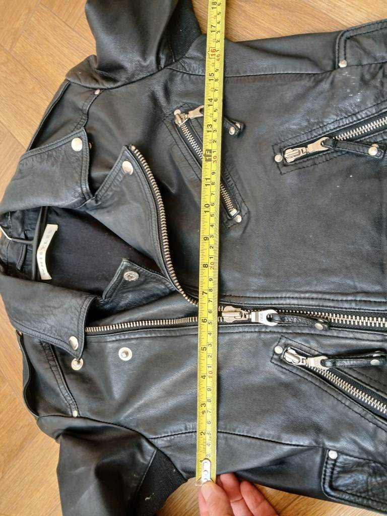 Whistles Belted Agnes Biker Jacket S UK 8 10 Black Leather New RRP £349