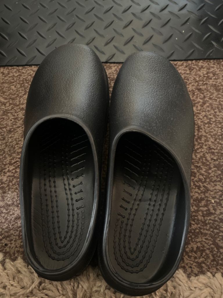 Black Slip-On Clogs – practically new- worn once- Size 6