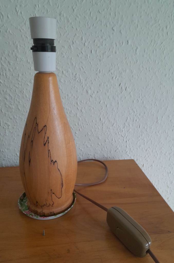 Attractive hand-turned spalted beech table lamp - excellent condition