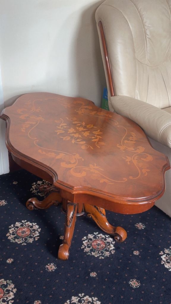 Rococo Style Mahogany inlaid Italian Coffee Table