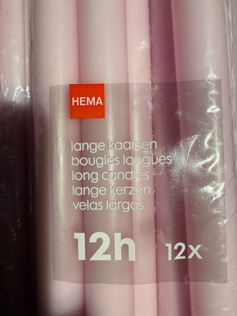 HEMA Long Pink Candles - 2 Packs, 12x 12hr Burn