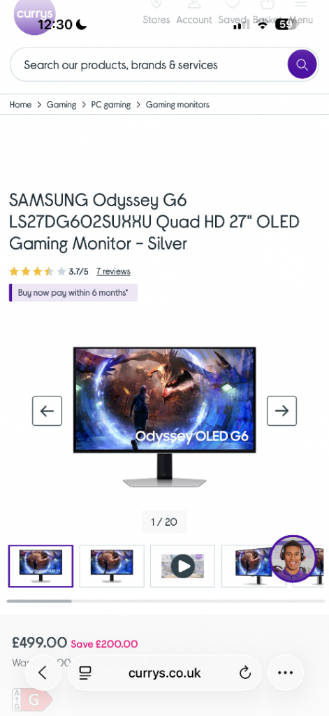 SAMSUNG Odyssey Gó LS27DG602SUXXU Quad HD 27" OLED Gaming Monitor - Silver