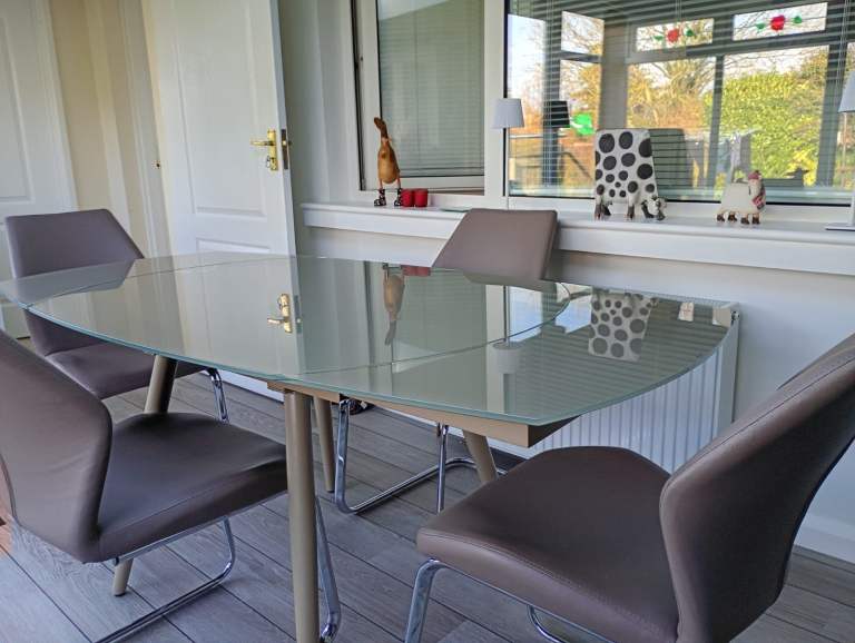 Glass Dining Table with Extension – Fair Condition