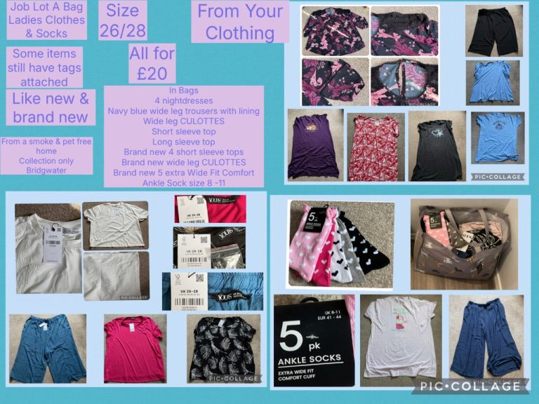 Job Lot Ladies Clothes Size 26/28 & Ankle Socks Size 8-11