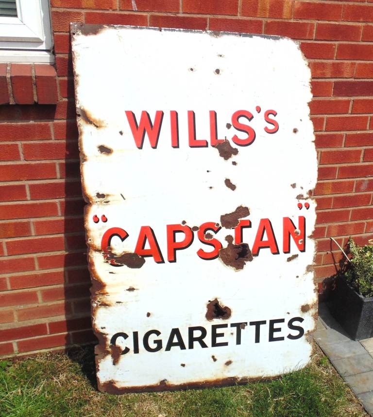 (#971) large Old wills's capstan enamel advertising  sign  (Pick up only, Dy4 area)