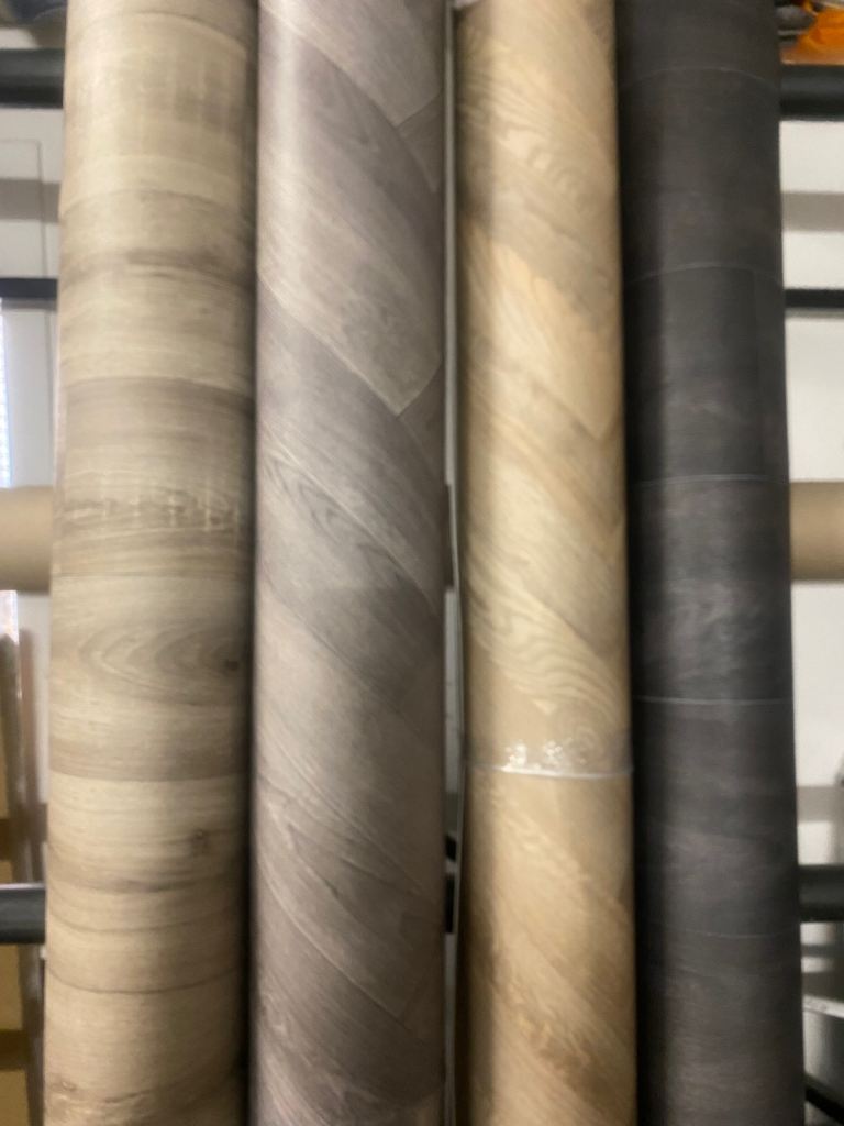 CUSHION VINYL Large Sizes (SEE LIST!) Black Grey Herringbone Wood Look FITTER AND DELIVERY OPTION