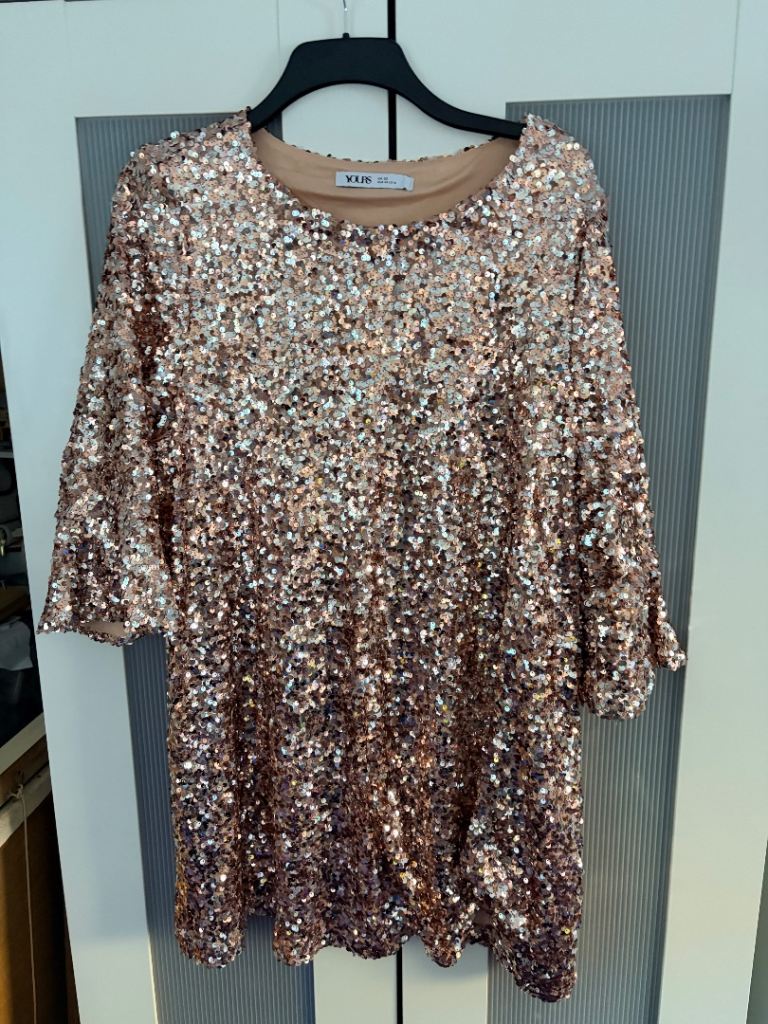 Yours Rose Gold Sequin Dress/Top UK 20 As Good As New