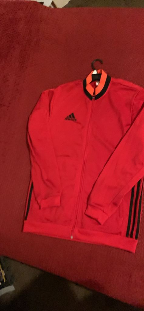 Adidas red zipped up top casual wear unisex men/older lads