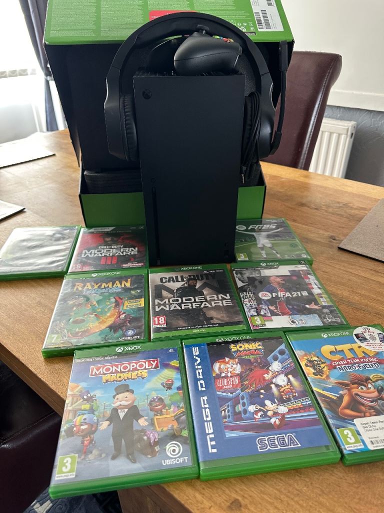 Xbox Series X with Headset, Controller, and 9 Games – Good Condition