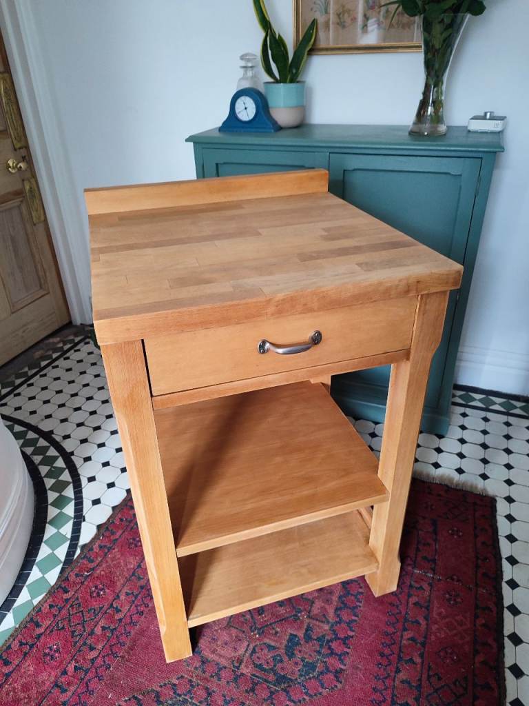 Habitat Olivia Vintage Beech Block Freestanding Kitchen Unit Shelves Drawer