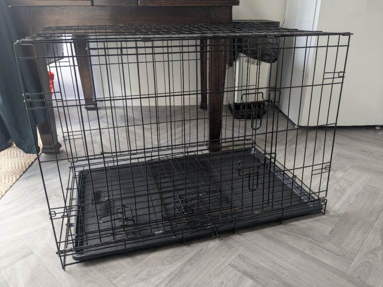 FREE 2 Door Metal Collapsible Dog Crate for Medium Dogs