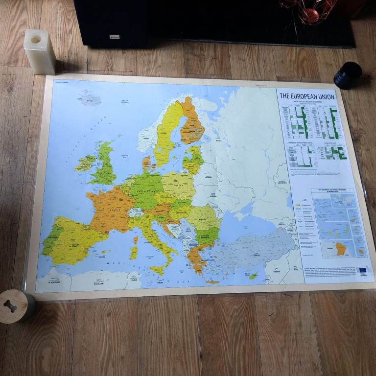 Large Laminated Map Of The European Union 