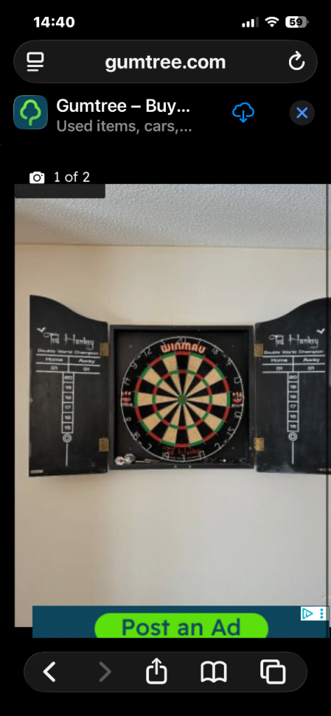 Ted Hanky Winmau dartboard 