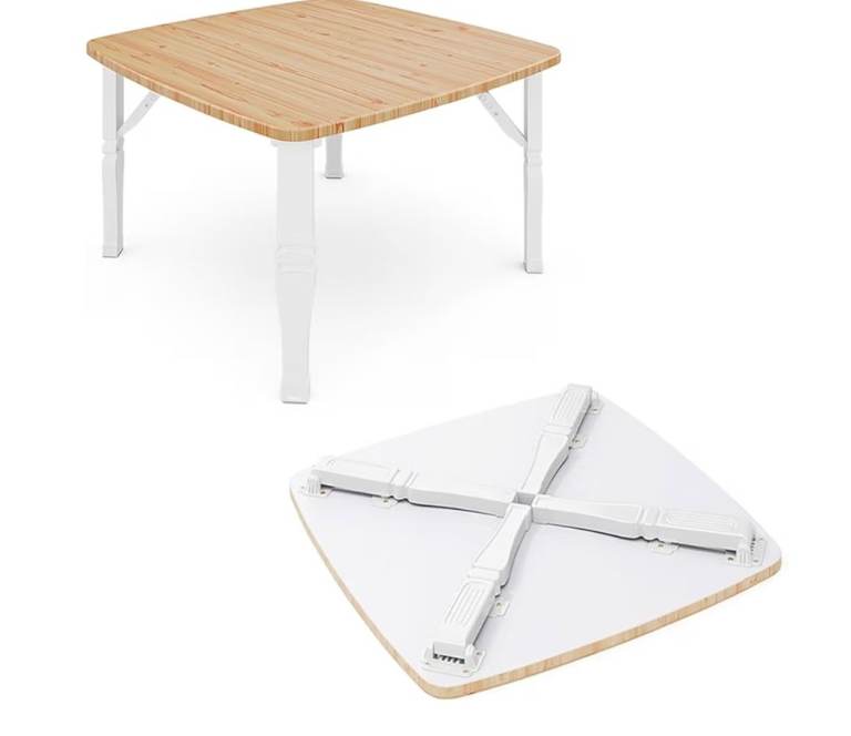 A new still boxed white x wood effect plastic Folding Coffee table   