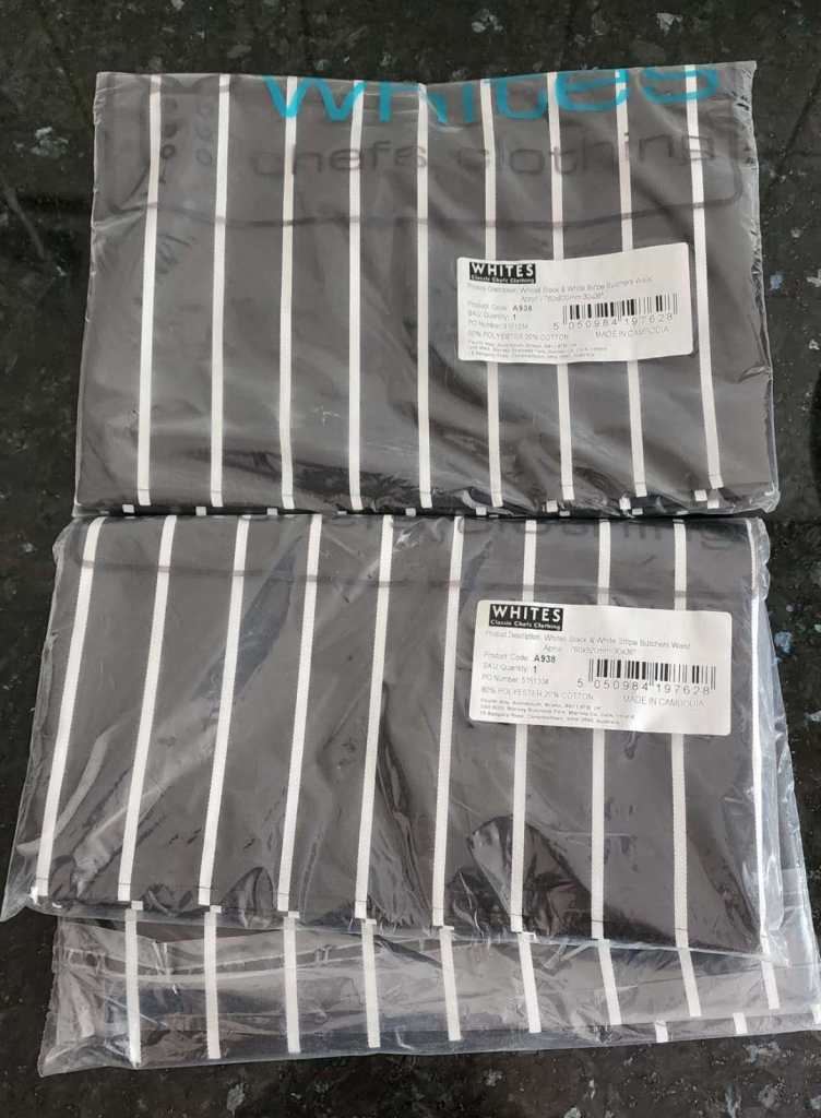 Job Lot 5x Whites Chef Workwear Black Jacket Size M & Aprons Brand New