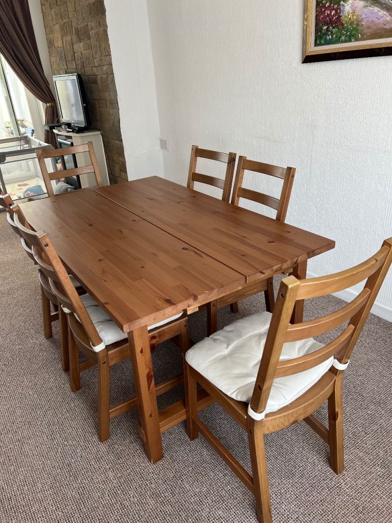 £789 IKEA NORDVIKEN Extendable Dining Table & 6 Chairs – Excellent Condition – £280