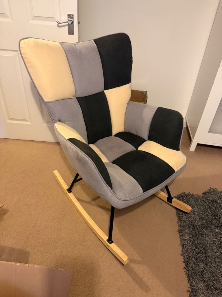 Multicoloured Fabric Modern Rocking Chair