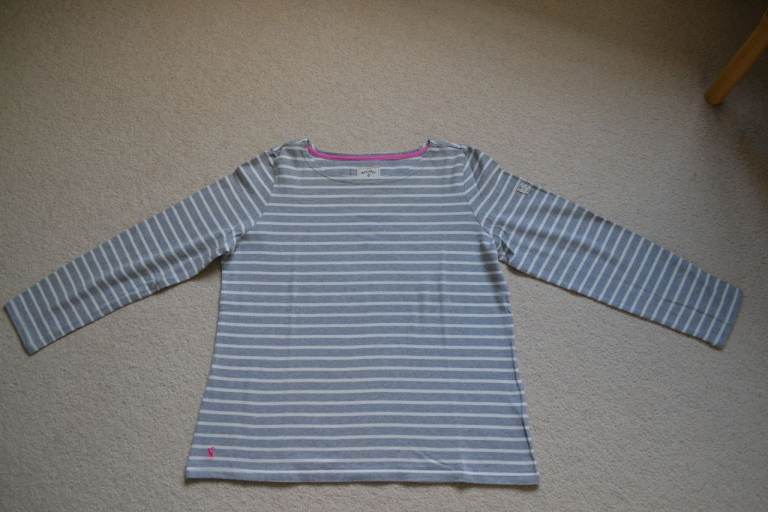 Joules Womens Grey Stripe Harbour Top - Size 16