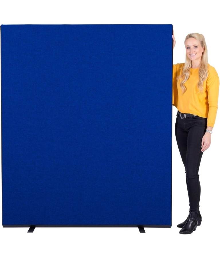 Blue Office Partition Screen / display board 1600mm W x 1800mm H Woolmix